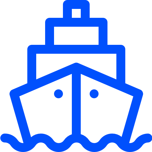 Ícone de navio em azul