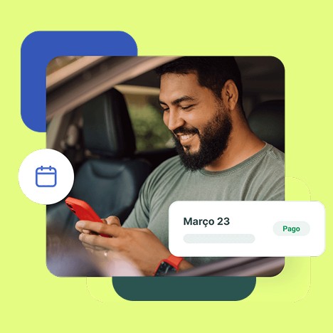MEI no carro acompanhando pagamento no app MaisMei