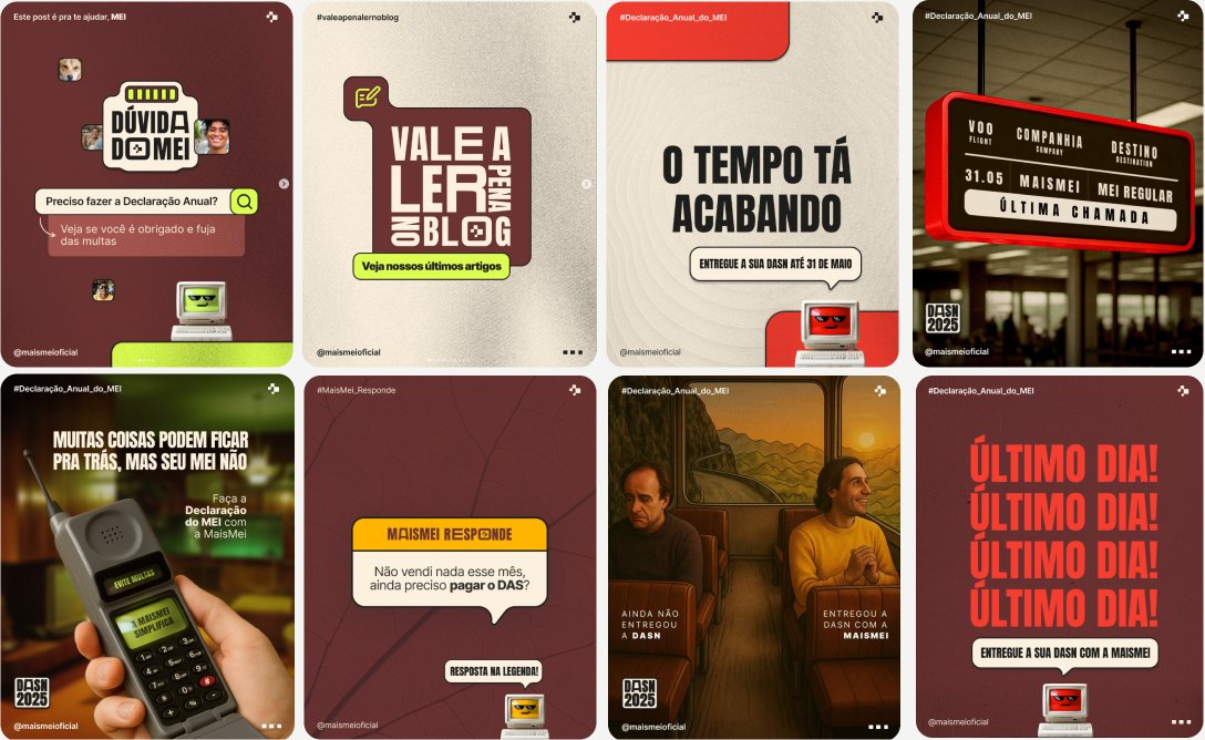 Posts da campanha DASN 2025 da MaisMei
