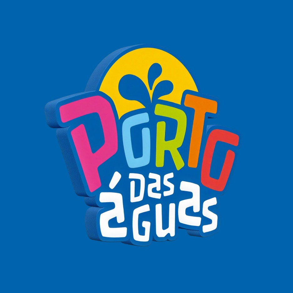Logo Porto das Águas em volume sobre azul