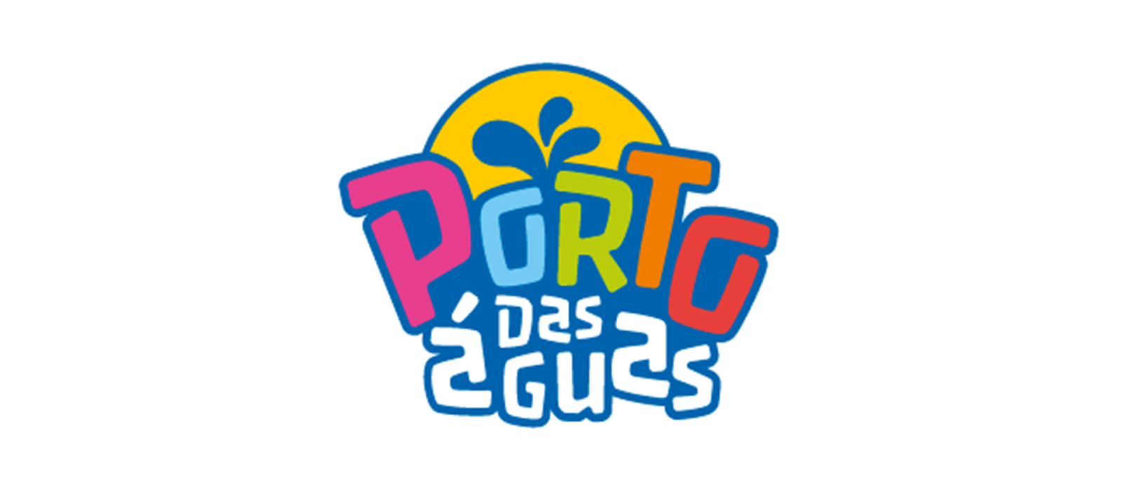Nova marca do Porto das Águas: letras coloridas com sol e água