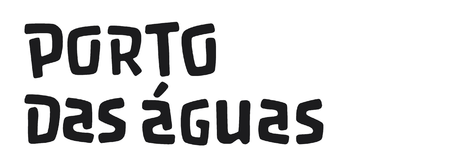 Tipografia Porto das Águas escrevendo o nome do parque